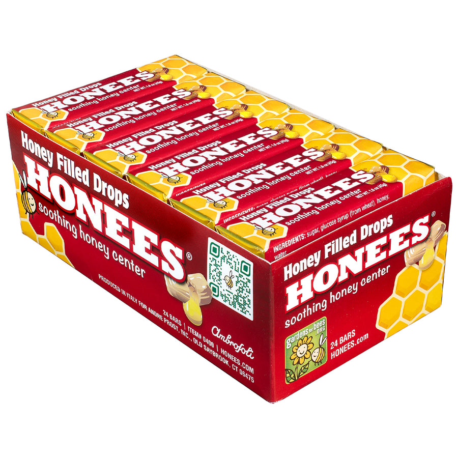 HONEES -  Honey Filled Drops, Menthol Free, 1.6oz bars (Pack of 24)