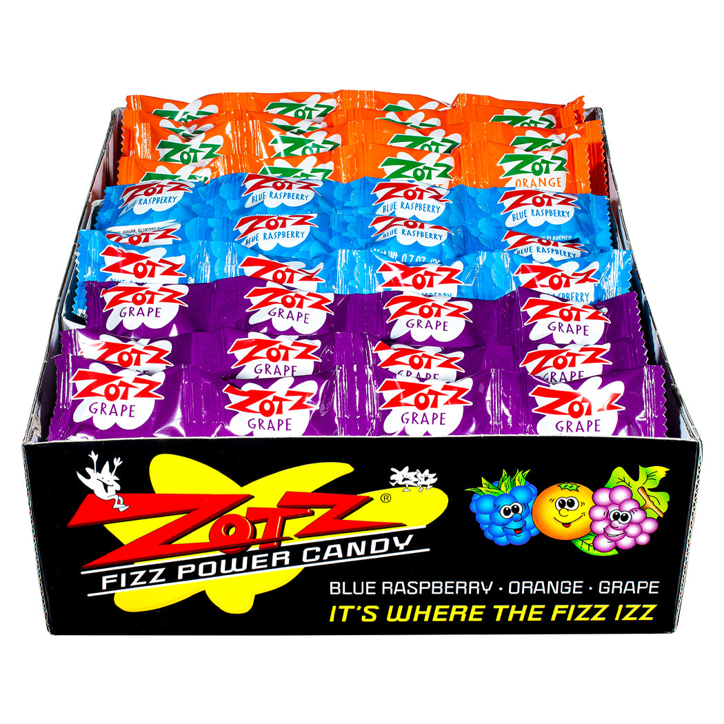 ZOTZ - Strings: Orange, Blue Raspberry, Grape: 48 Assorted 4-Piece Strings