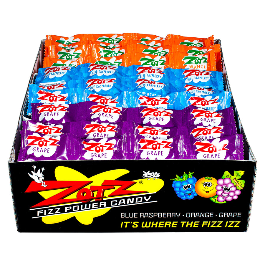 ZOTZ - Strings: Orange, Blue Raspberry, Grape: 48 Assorted 4-Piece Strings