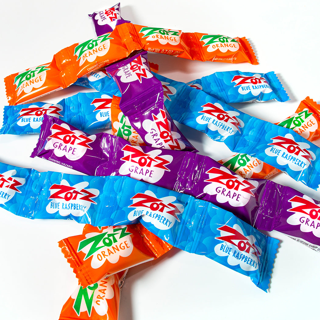 ZOTZ - Strings: Orange, Blue Raspberry, Grape: 48 Assorted 4-Piece Strings