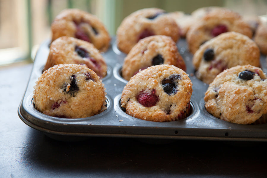 Triple Berry Almond Muffins