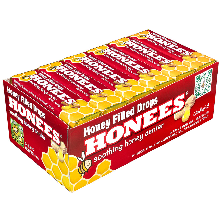 HONEES -  Honey Filled Drops, Menthol Free, 1.6oz bars (Pack of 24)