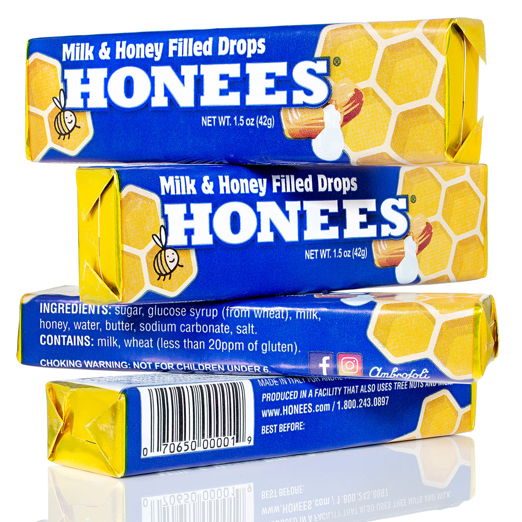 HONEES Milk and Honey Filled Drops, 1.6oz bars (4-pack)