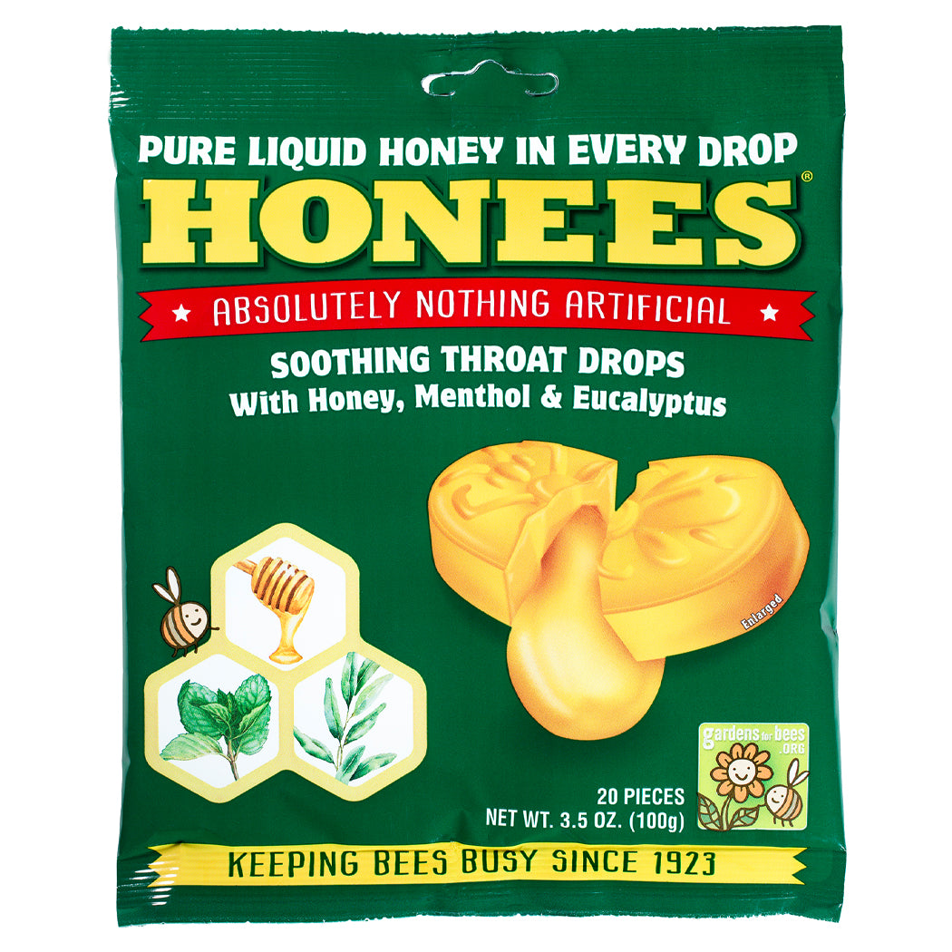 HONEES Honey Filled Drops with Menthol and Eucalyptus, 20-count bag ...