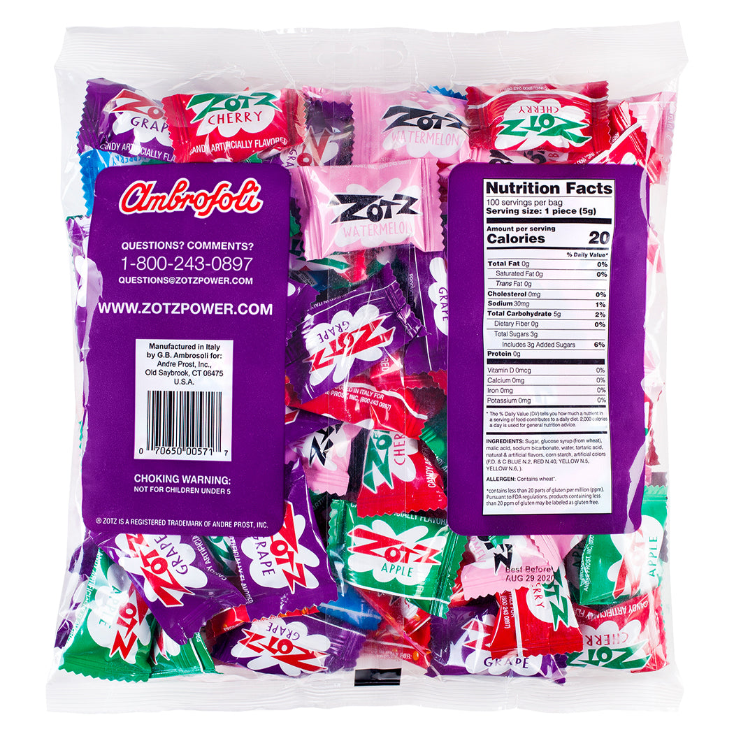 ZOTZ - 100 Count Bag, 7 Assorted Flavors / Single Bag