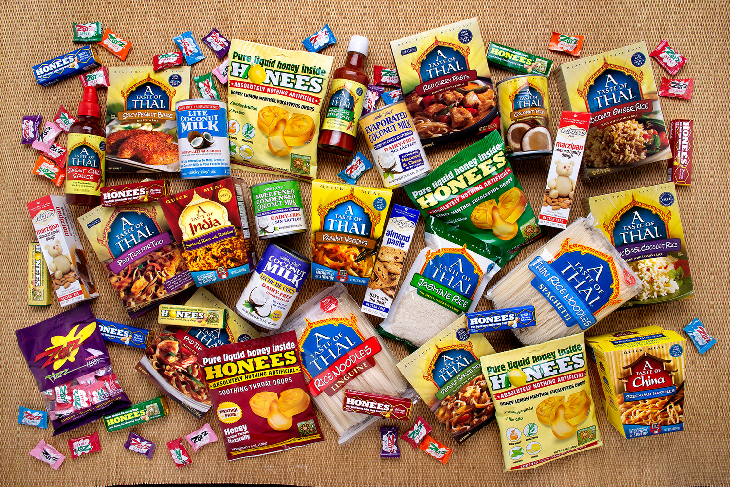 A selection of packaged food products imported by Andre Prost Incorporated