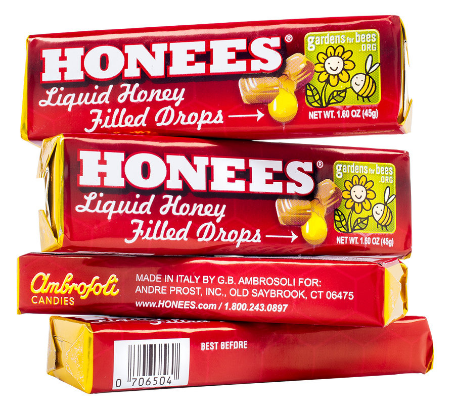 HONEES Honey Filled Drops, Menthol Free, 1.6oz bars (4-pack)