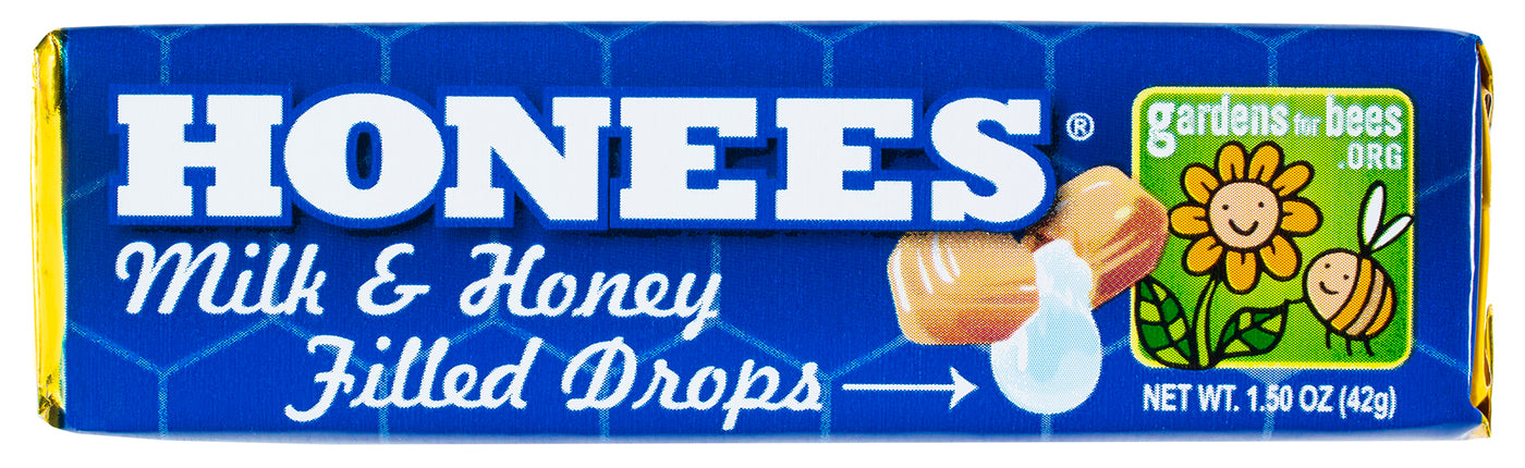 HONEES Milk and Honey Filled Drops, 1.6oz bars (4-pack)