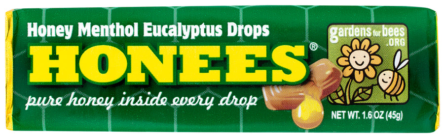 HONEES Honey filled drops with Menthol Eucalyptus Honey Filled Drops, 1.6oz bars (Pack of 24)