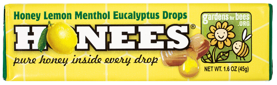 HONEES Drops with Lemon, Menthol, Eucalyptus, 1.6oz bars (Pack of 24)