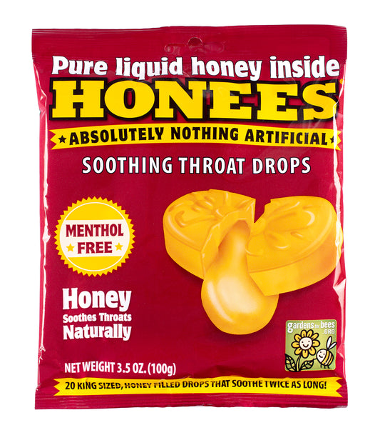 HONEES Honey Filled Drops, Menthol Free, 20-count bag