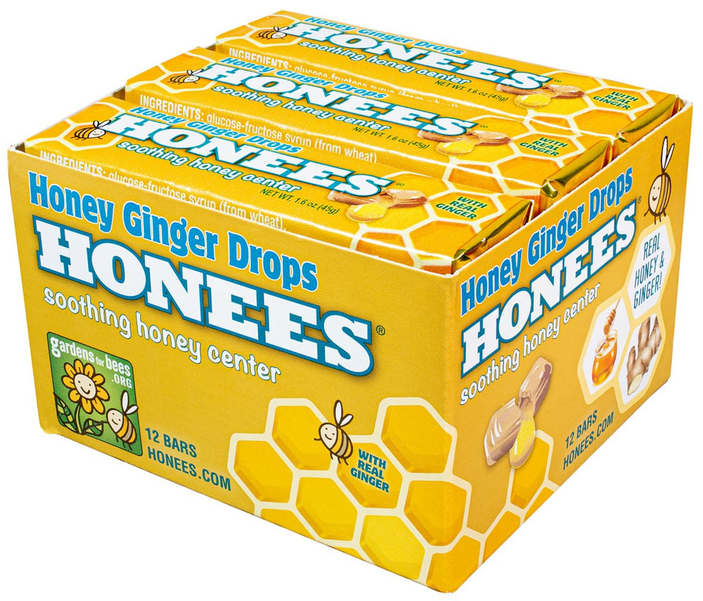 NEW! HONEES Honey Ginger Drops, 1 Box of 12 Bars – Andre Prost, Inc.