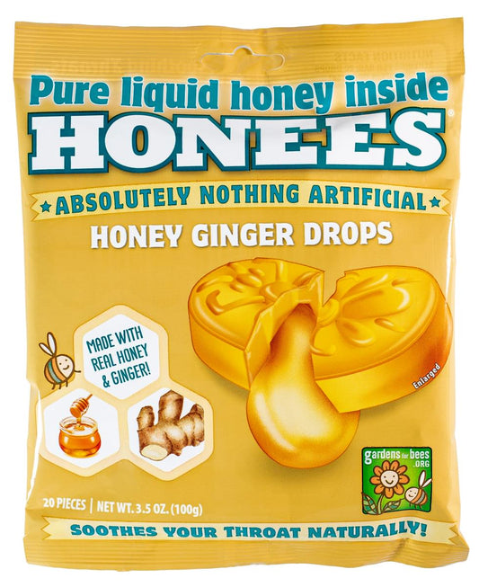 HONEES Honey Ginger Drops, 20-count bag