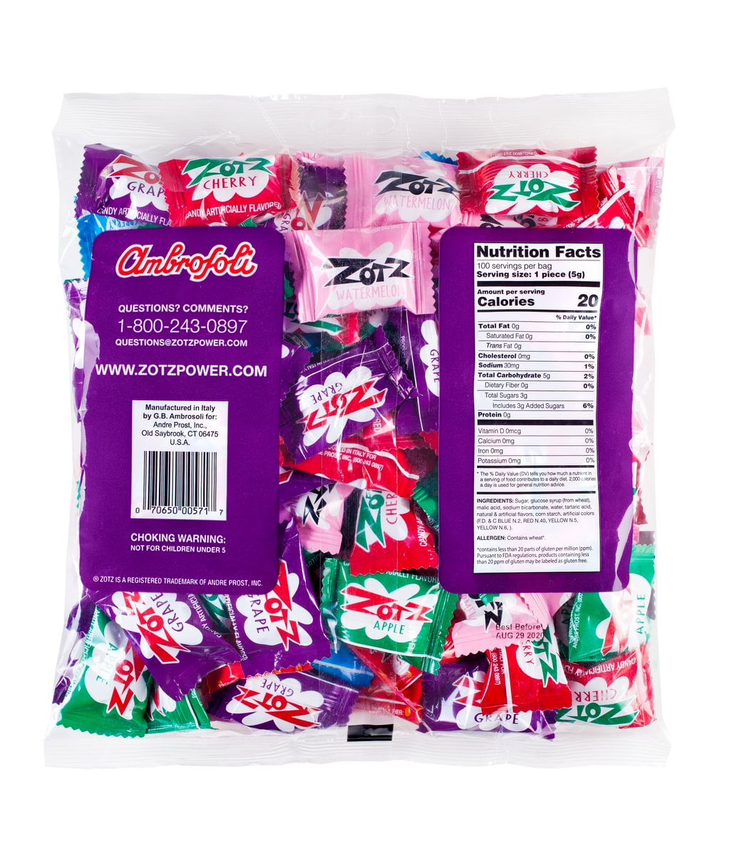 ZOTZ - 100 Count Bag, Assorted Flavors / 12 Pack