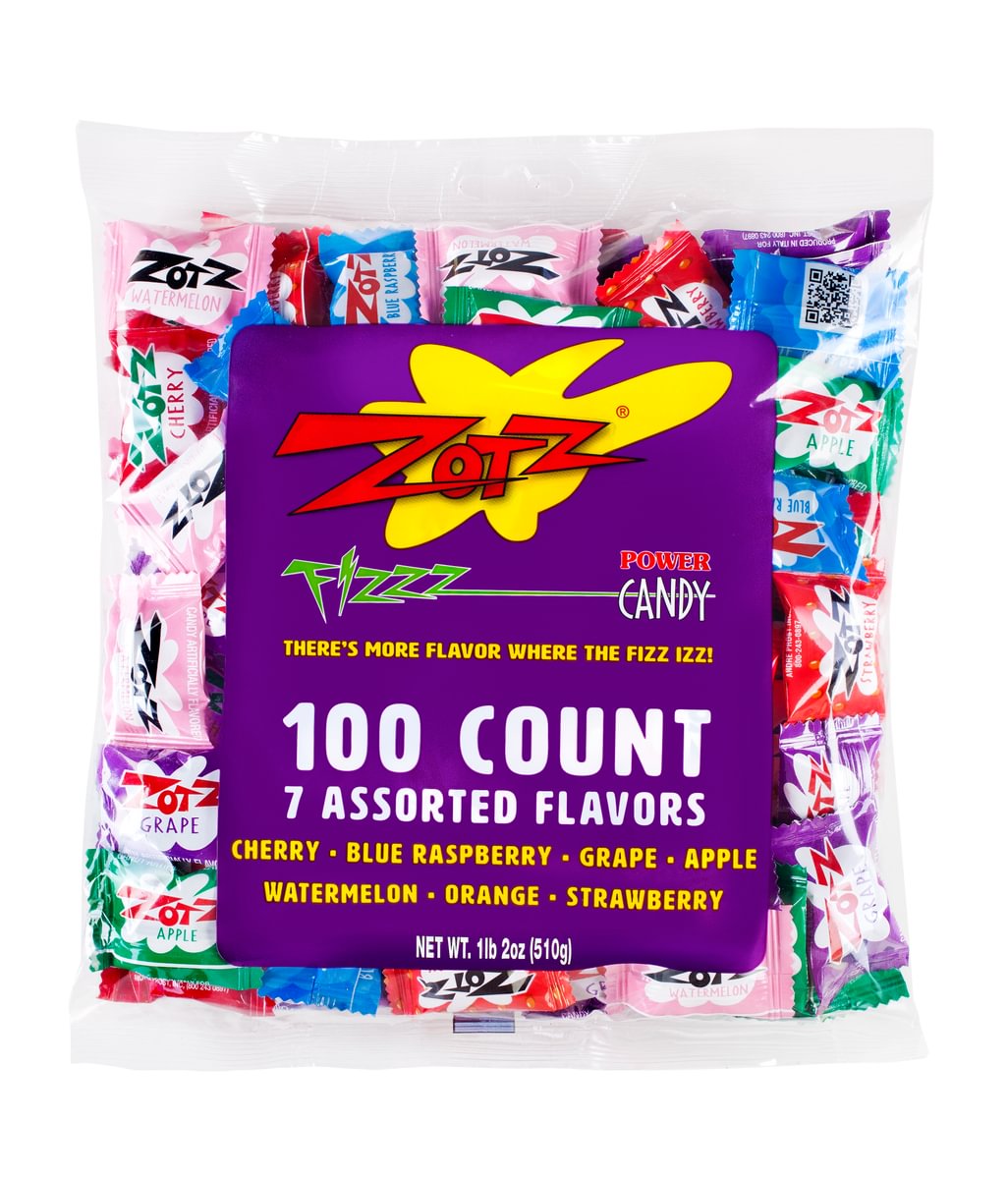 ZOTZ  100 count Assorted Flavors, CASE of 12 / 100 count bags